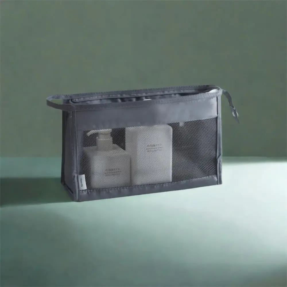 nouvelle trousse de toilette à fermeture éclair, pochette à maquillage en maille portable, sac en maille multifonctionnel de grande capacité, camping