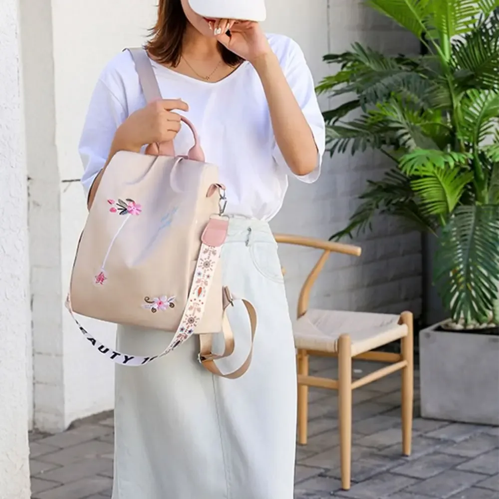 oxford – sac à dos étanche pour femmes, sac d'école antivol, broderie de styliste, grande capacité, sac à main de voyage à bandoulière