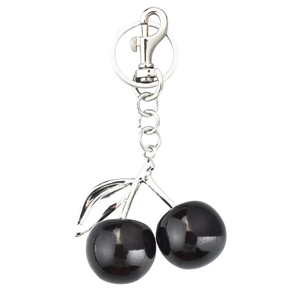 nouveau porte-clés cerise scintillant en résine, porte-clés de voiture en forme de fruit, bijoux diy, finition pailletée, accessoires pour sac, décoration suspendue pour sac à dos