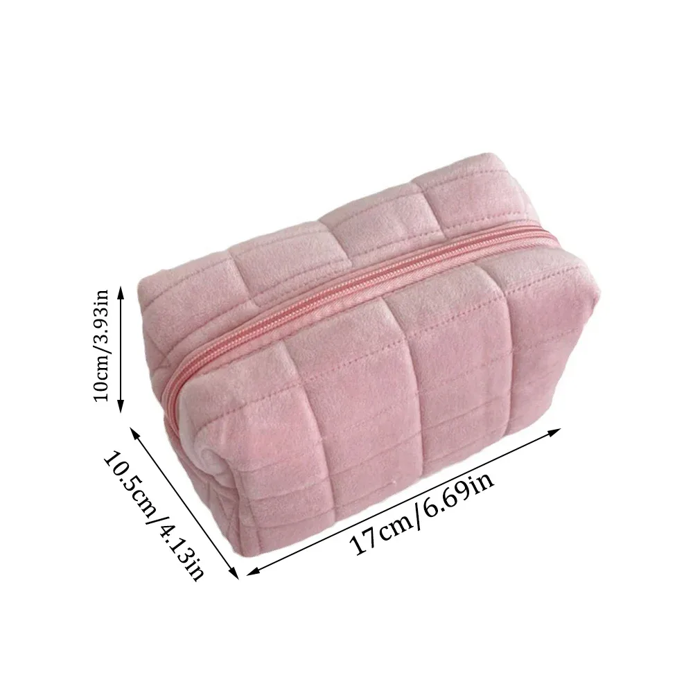pointrousse de maquillage en peluche pour femmes, petits sacs cosmétiques de voyage portables, trousse de toilette à fermeture éclair pour documents solides, sacs de rangement pour poudres lavantes