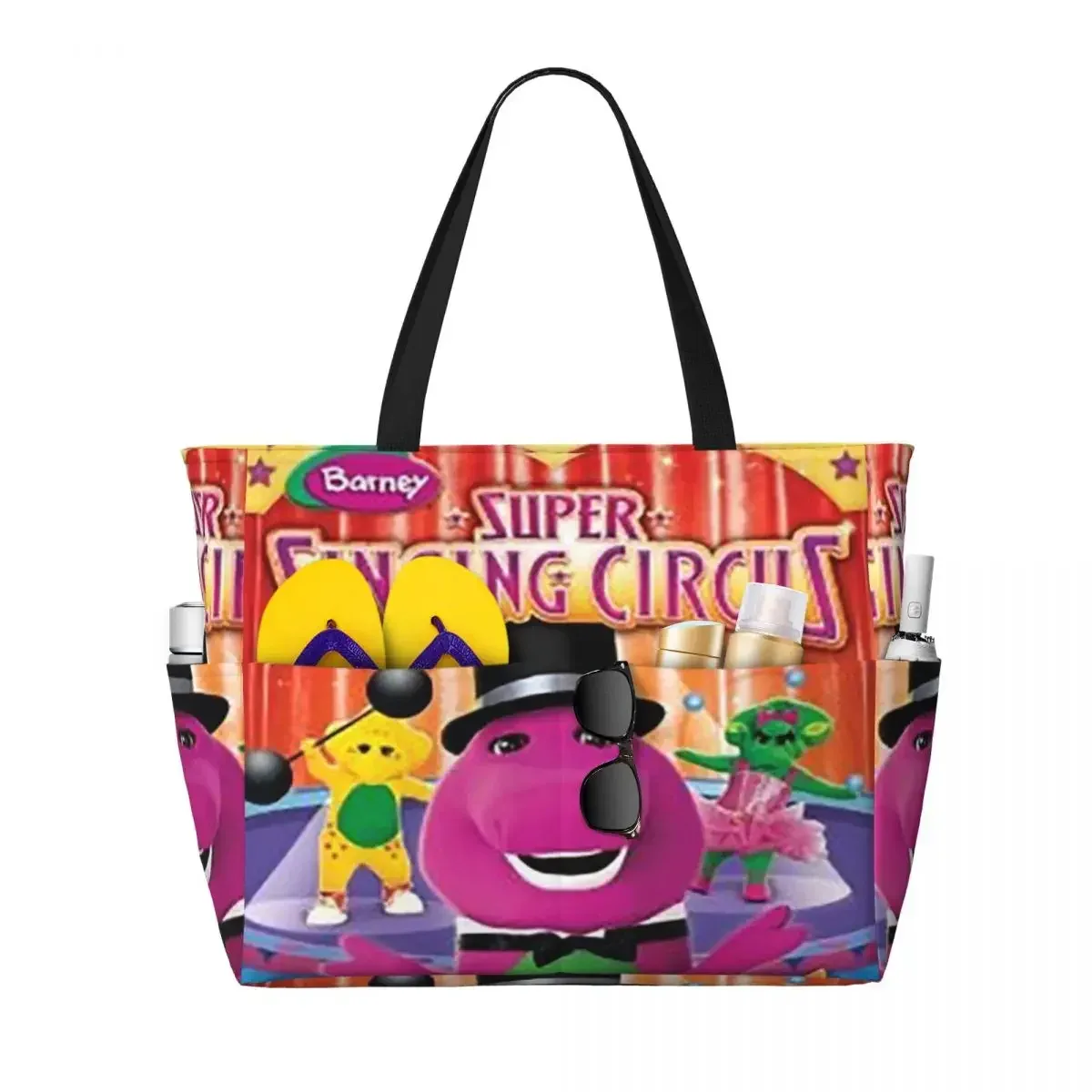 barney and friends – sac fourre-tout de plage, sac de sport, de yoga, grand sac fourre-tout pour femmes, sac de voyage, sac de fitness