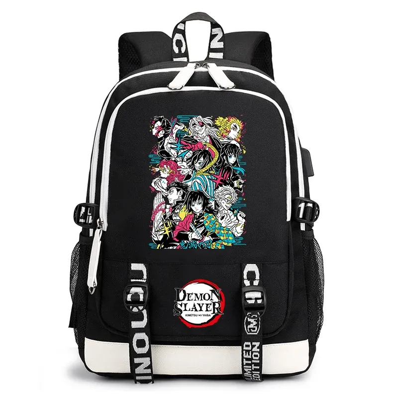 sac à dos demon slayer anime pour l'école, sac à dos léger avec port usb pour garçons, filles, enfants, étudiants