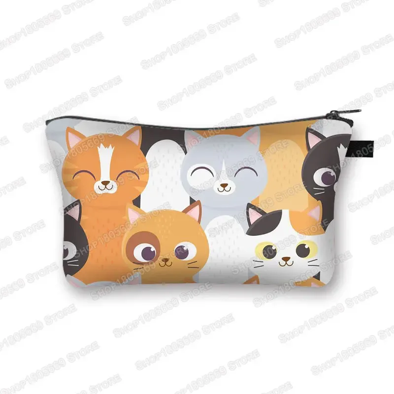 kawaii dessin animé chat chien trousse à cosmétiques mignon chaton chiot sacs de maquillage femmes sacs de toilette pochette rouge à lèvres pochette fille sac à cosmétiques