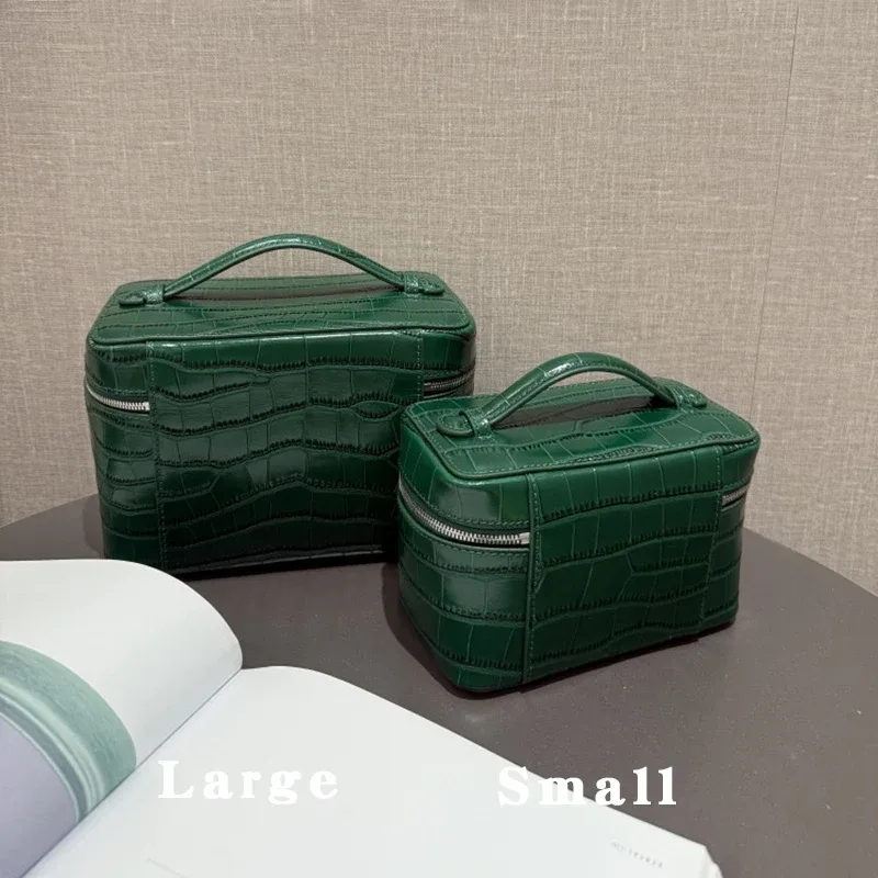 pochette de toilette en cuir véritable motif crocodile himalaya, organiseur de bijoux portable, étui de rangement pour produits de soin, trousse de voyage de luxe