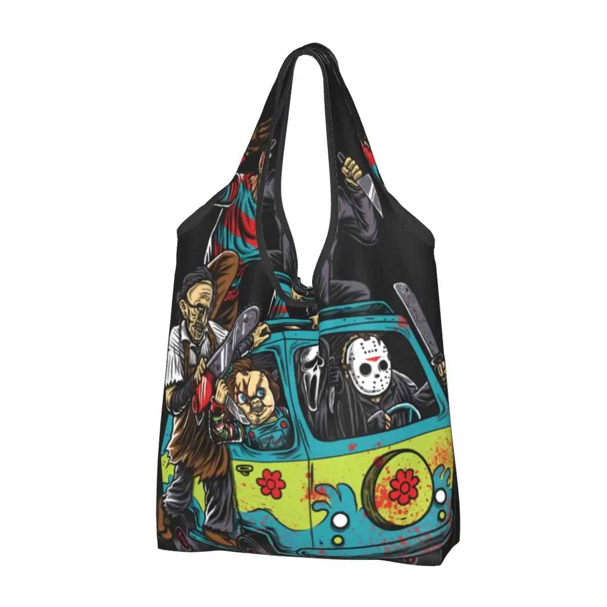 sac à provisions réutilisable personnalisé pour femme, sac fourre-tout portable, sacs d'épicerie, halloween, film d'horreur, rick