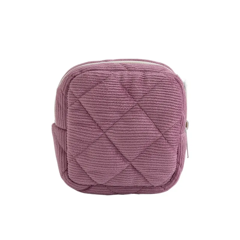 petite trousse de maquillage en velours côtelé, mini pochette à cosmétiques, sac essentiel avec fermeture éclair en métal pour sac à main, voyage et cadeaux