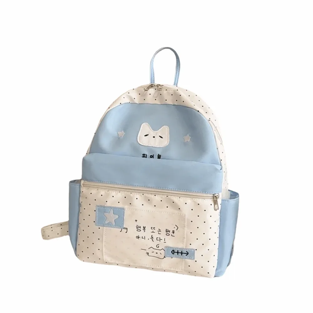 nouveau sac à dos à pois pour enfants, léger, multifonctionnel, grande capacité, blanc, dessin animé, mochilas d'extérieur