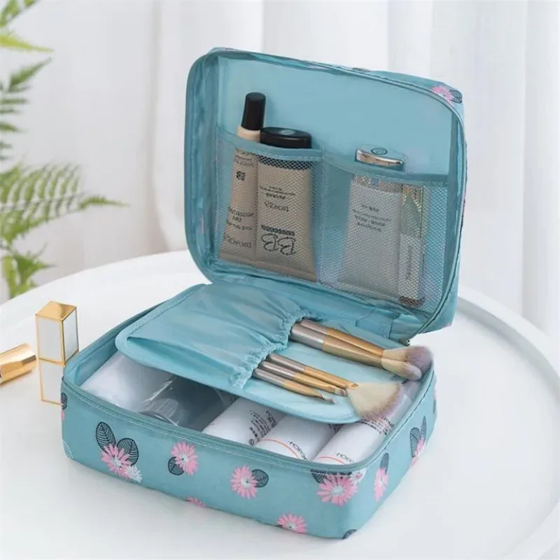 sac à cosmétiques organisateur sac de maquillage portable étanche mini couleur unie flamant voyage sac de rangement de toilette pochette de lavage de beauté