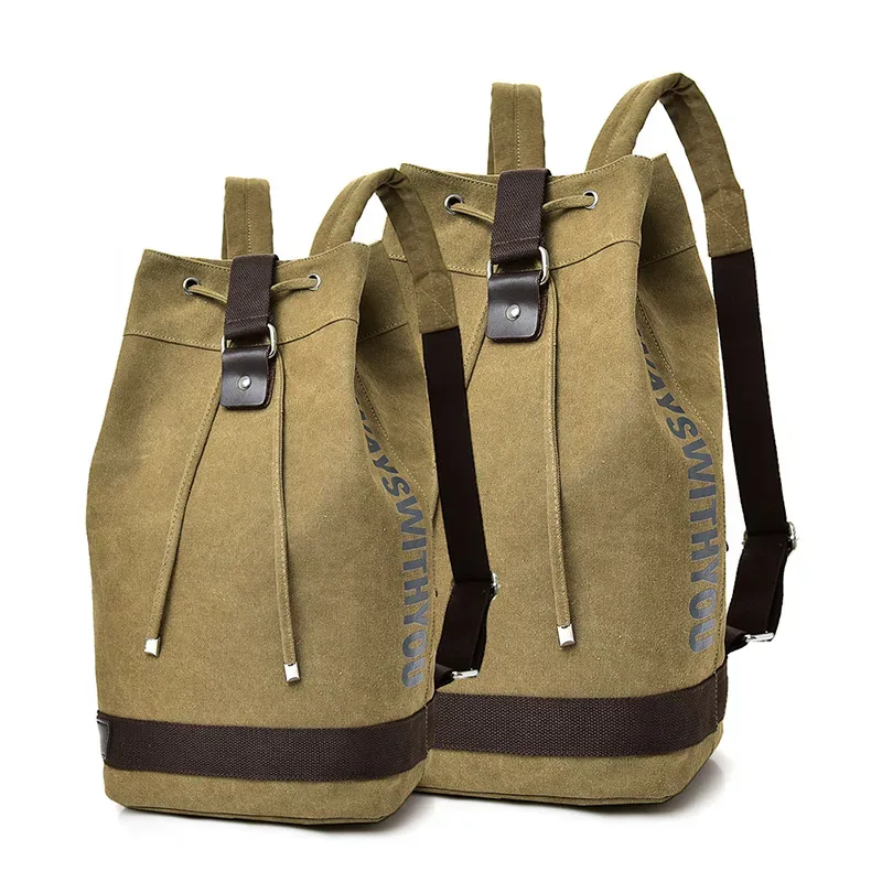 Sac à dos de voyage de grande capacité pour hommes, sac d'extérieur, sac d'alpinisme, seau en toile, sacs à bandoulière pour hommes