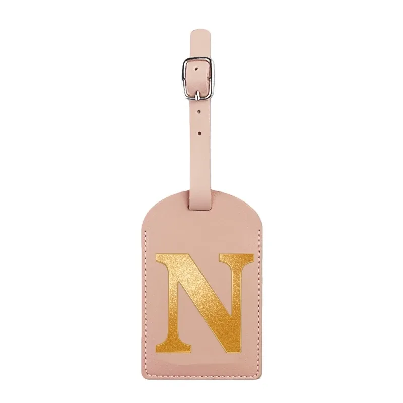 étiquette de bagage personnalisée avec nom, rose, avec motif de carte d'embarquement et initiales pour une identification facile
