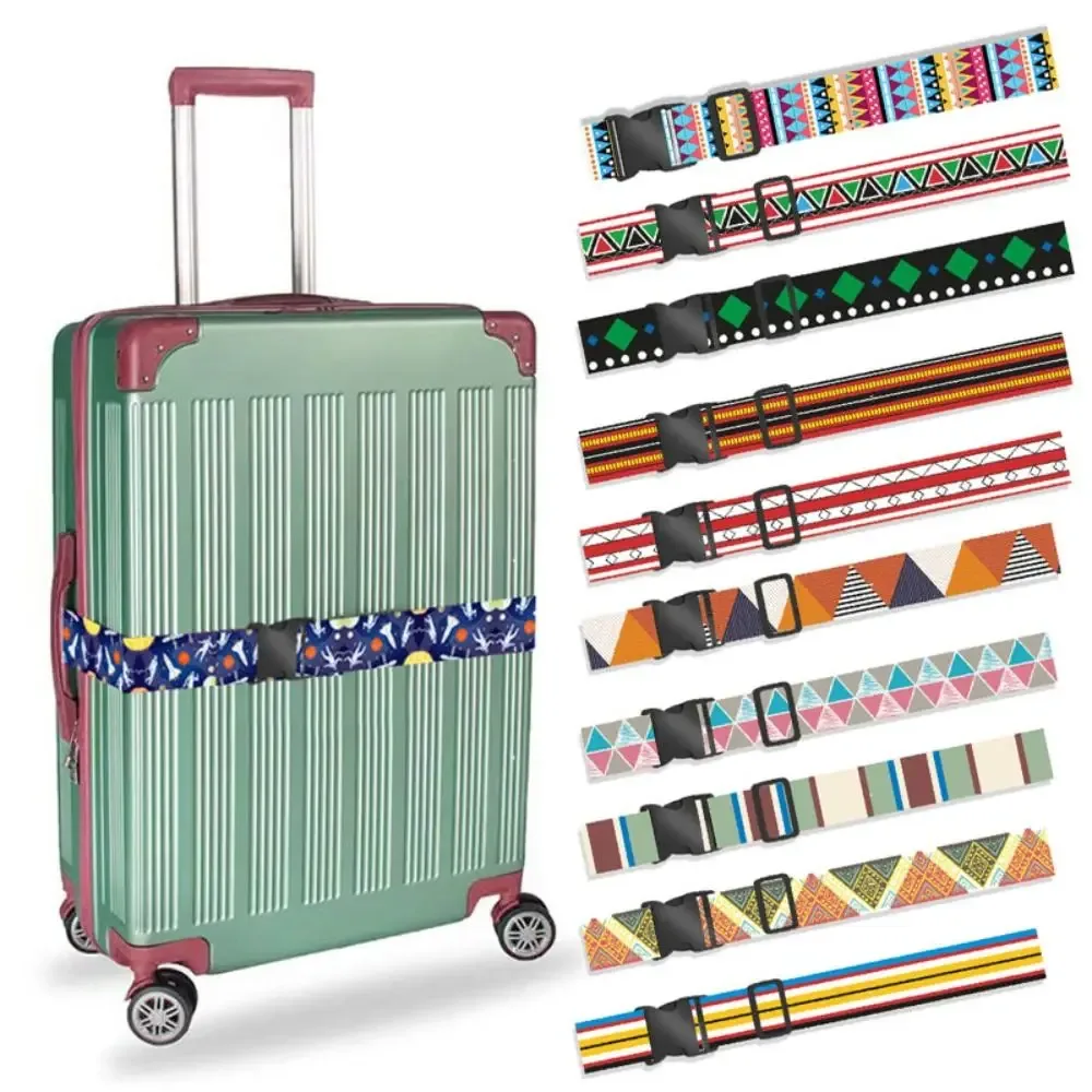 ceintures de bagages multicolores 5x180cm, sangle de rangement de bagages de style ethnique, fournitures de voyage, renforce les accessoires de valise de voyage