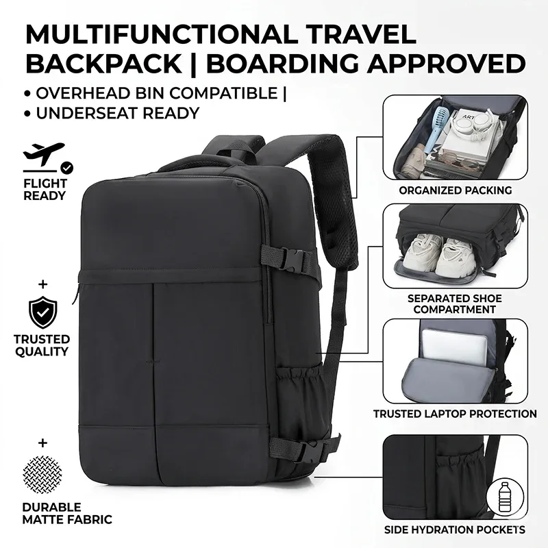 sac à dos de voyage, sac de transport minimaliste approuvé par les compagnies aériennes avec poche pour chauss