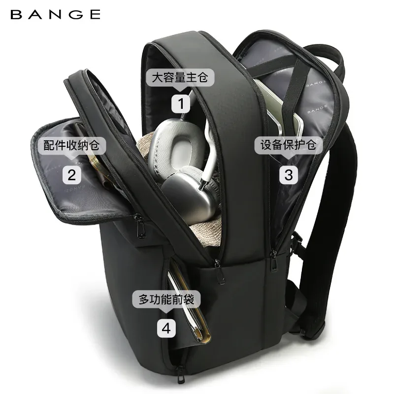 bange – sac à dos de voyage intelligent étanche, approuvé pour vol d'affaires, sac à dos de grande capacité pour ordinateur portable de 16 pouces pour hommes