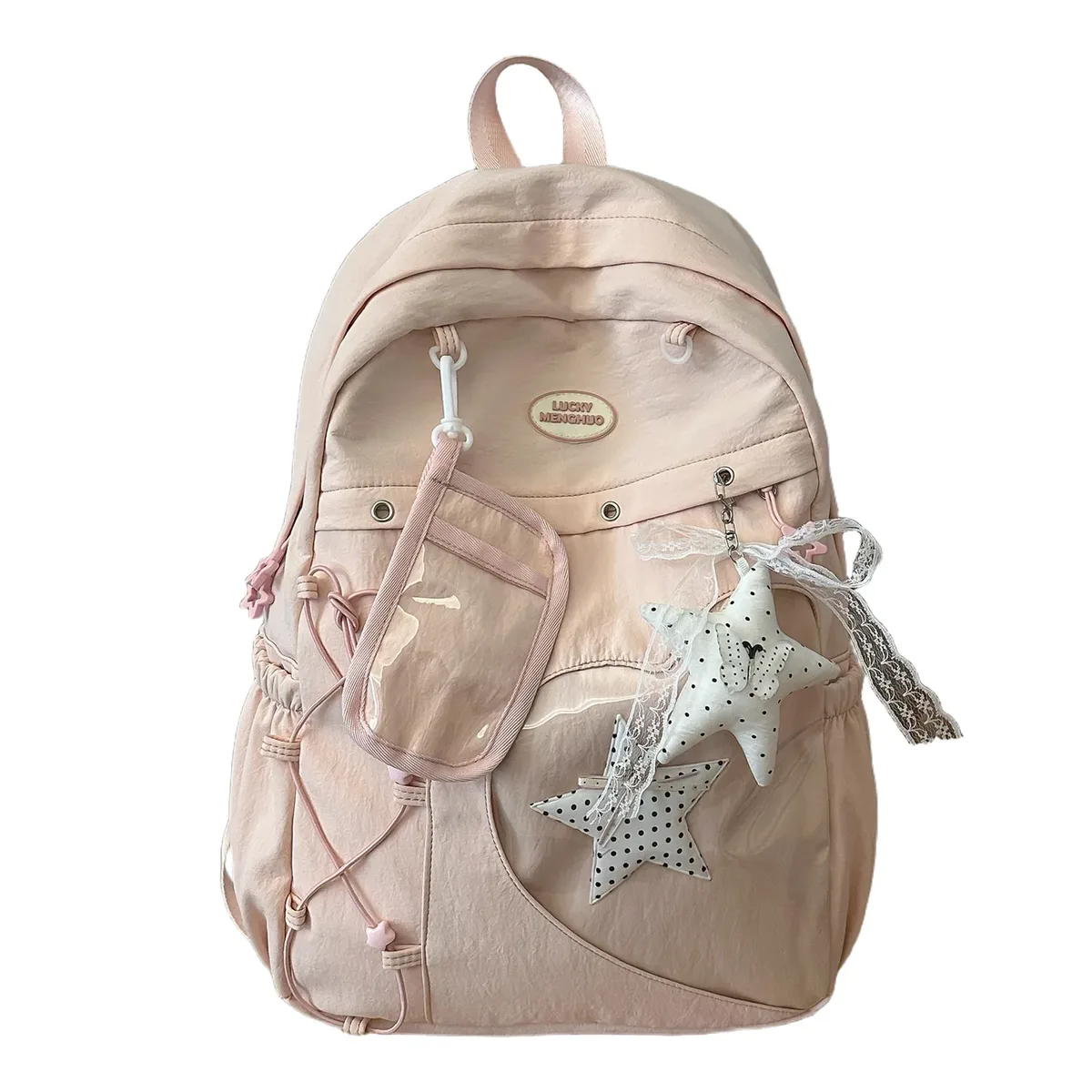 nouveau sac à dos étudiant grande capacité style japonais simple, sac de voyage en nylon imperméable imprimé étoiles, sac d'école