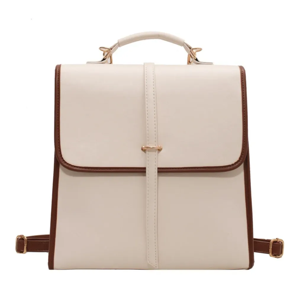 sacs à dos de couleur unie à plusieurs poches, grande capacité, fermeture à glissière, sac à bandoulière en cuir pu, sac à main