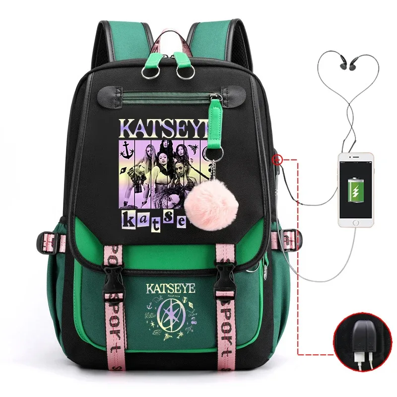sac à dos harajuku imprimé kpop katseye tendance, sac d'école pour fille, sacoche pour ordinateur portable, sac de voyage pour femme et homme, sac à dos quotidien