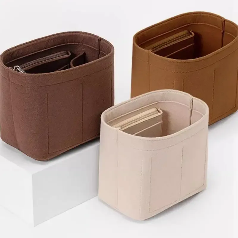 organisateur de sac à insérer en feutre multi-poches, organisateur de maquillage, doublure parfaite pour les femmes, sacs à main, sac seau, accessoires, sac à cosmétiques