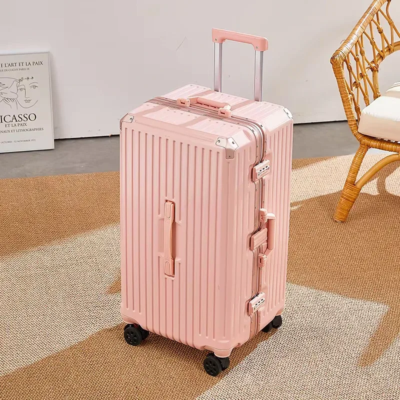 klqdzms valise d'embarquement à cadre en aluminium pour bagages roulants 20 "22" 24 "26" 28 pouces boîtier de chariot de grande capacité abs + valise de cabine pc
