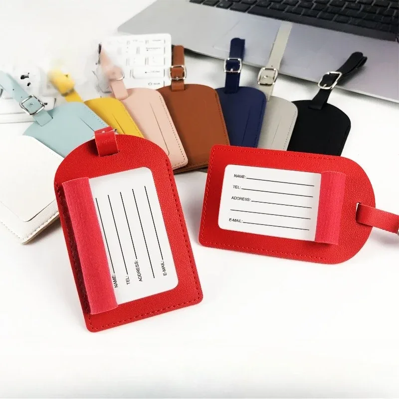 1 Étiquette de Bagage en PU pour Femme et Homme, Accessoire de Voyage Portable, Étiquette de Valise pour Carte d'Embarquement