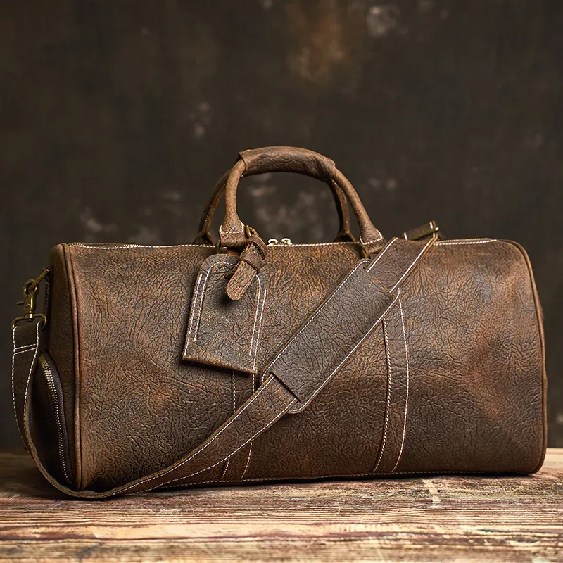 nupugoo – sac de voyage vintage en cuir véritable pour hommes, bagage à main boston, sac de sport de grande capacité, épaule pour ordinateur portable de 16 pouces