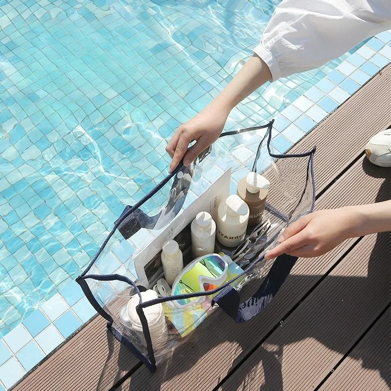 sac de natation portable en pvc, sac de rangement pour cosmétiques, sac de toilette transparent multifonctionnel étanche, sac de plage de grande capacité zy118