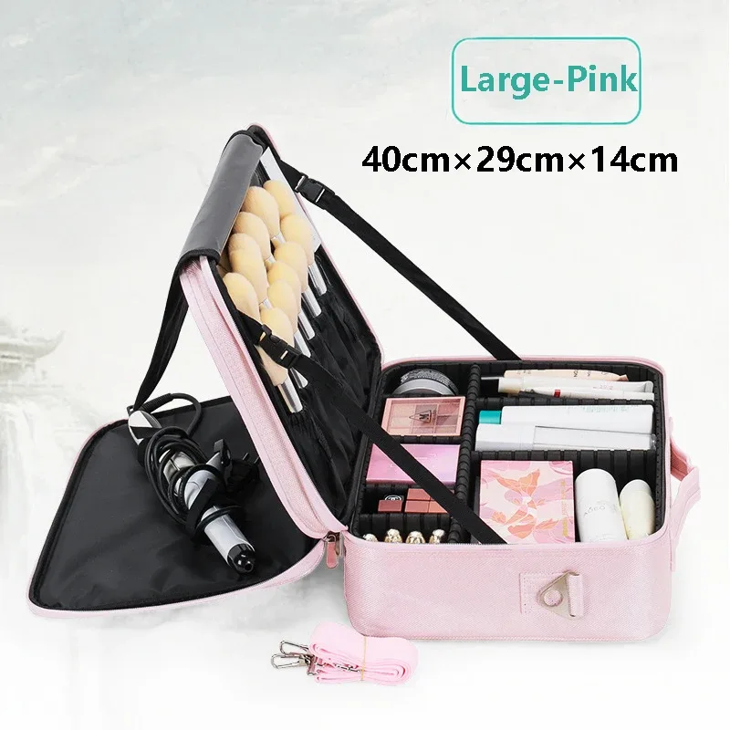 trousse de maquillage de grande capacité, 3 tailles, organisateur de cosmétiques, sac à brosses, étui de train de barbier pour artistes de maquilleurs, ensembles de coupe-cheveux