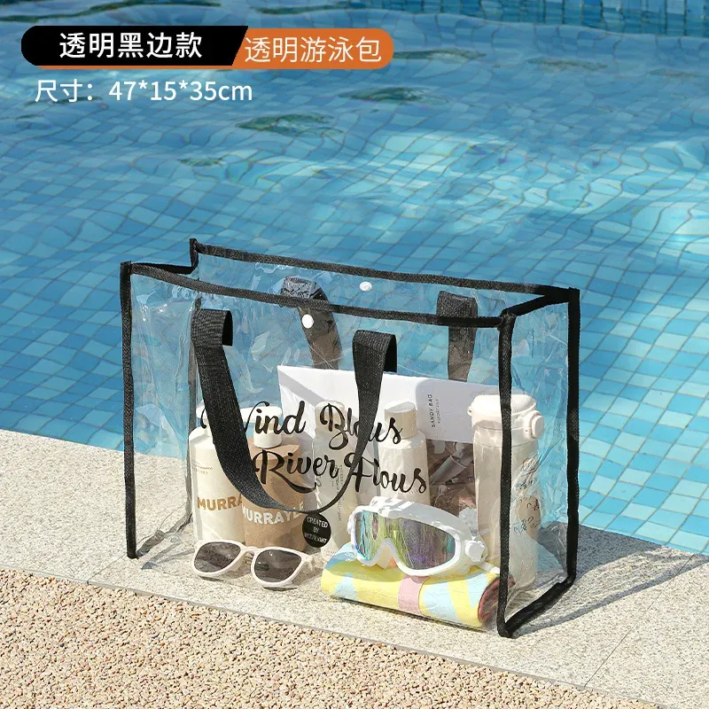 sac de natation portable en pvc, sac de rangement pour cosmétiques, sac de toilette transparent multifonctionnel étanche, sac de plage de grande capacité zy118