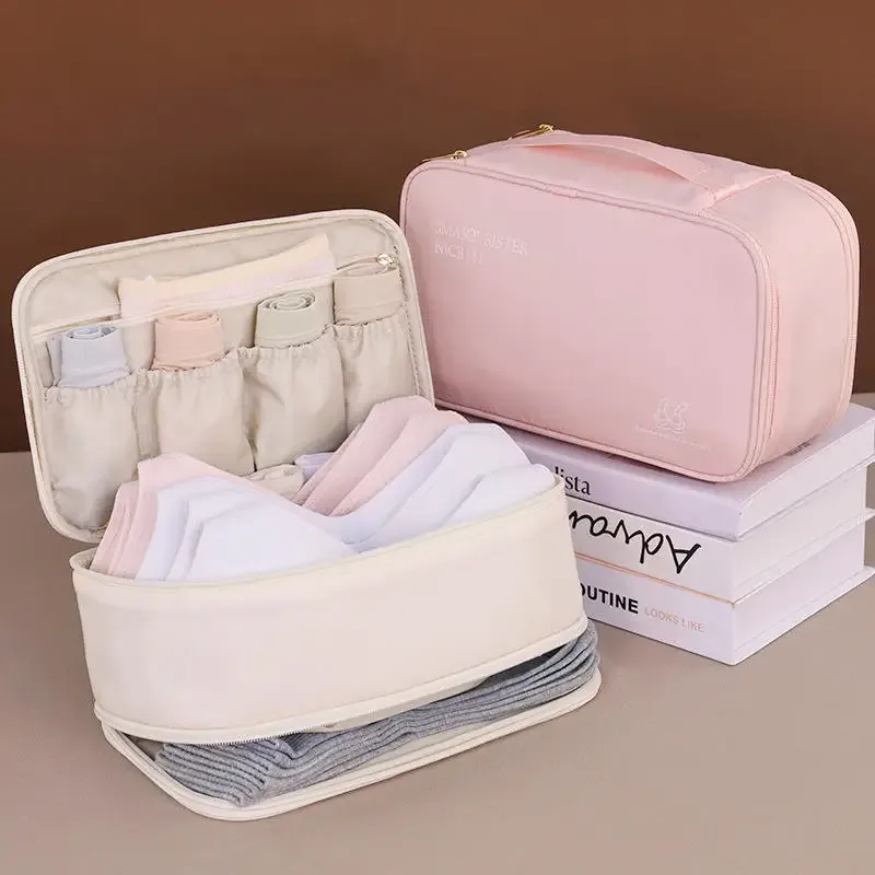 sac de rangement de voyage, collants de sous-vêtements portables, sac d'organisation de chaussettes, sac de bagages double couche de grande capacité, essentiels de voyage