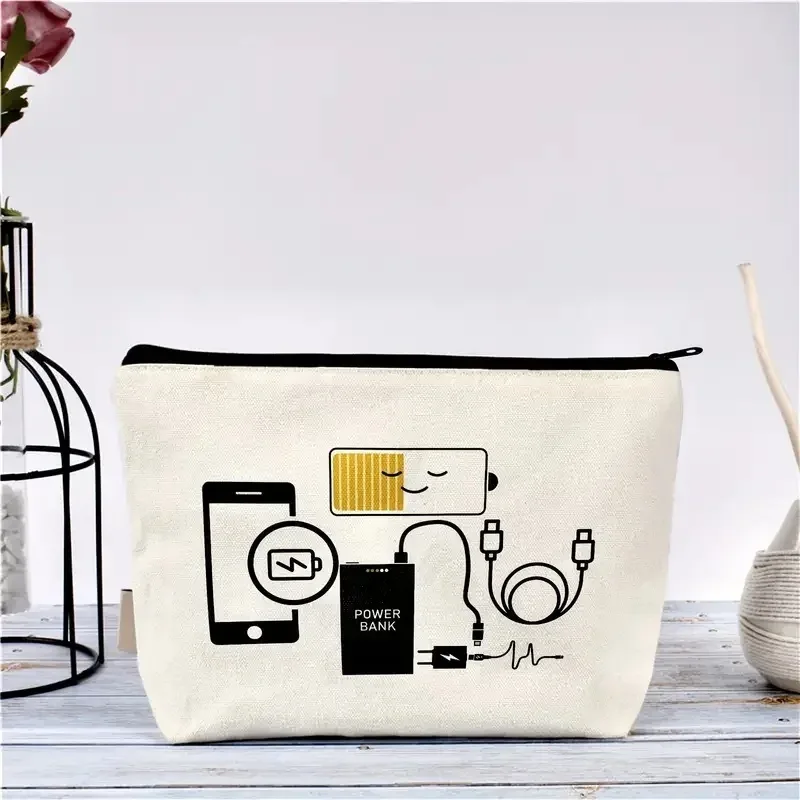 Sac organisateur de câble de chargeur blanc, stockage de batterie externe de voyage pour smartphone tablette ordinateur portable, cadeau pour les Parents