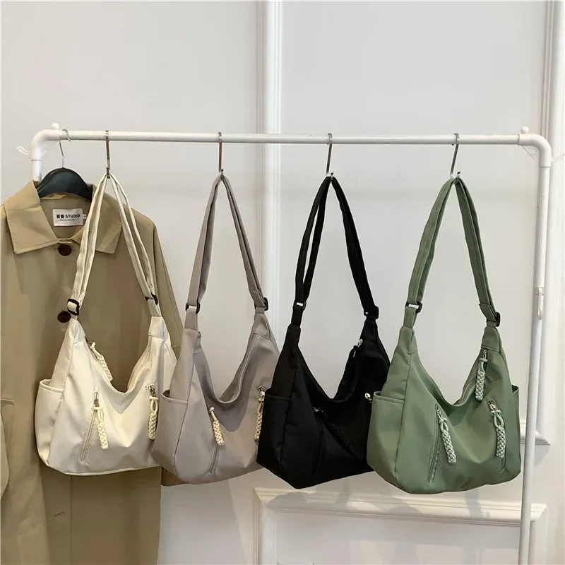 sac messager en nylon pour femmes, sacs à bandoulière croissant multi-poches, sac à bandoulière léger, fourre-tout de voyage, sac de shopping