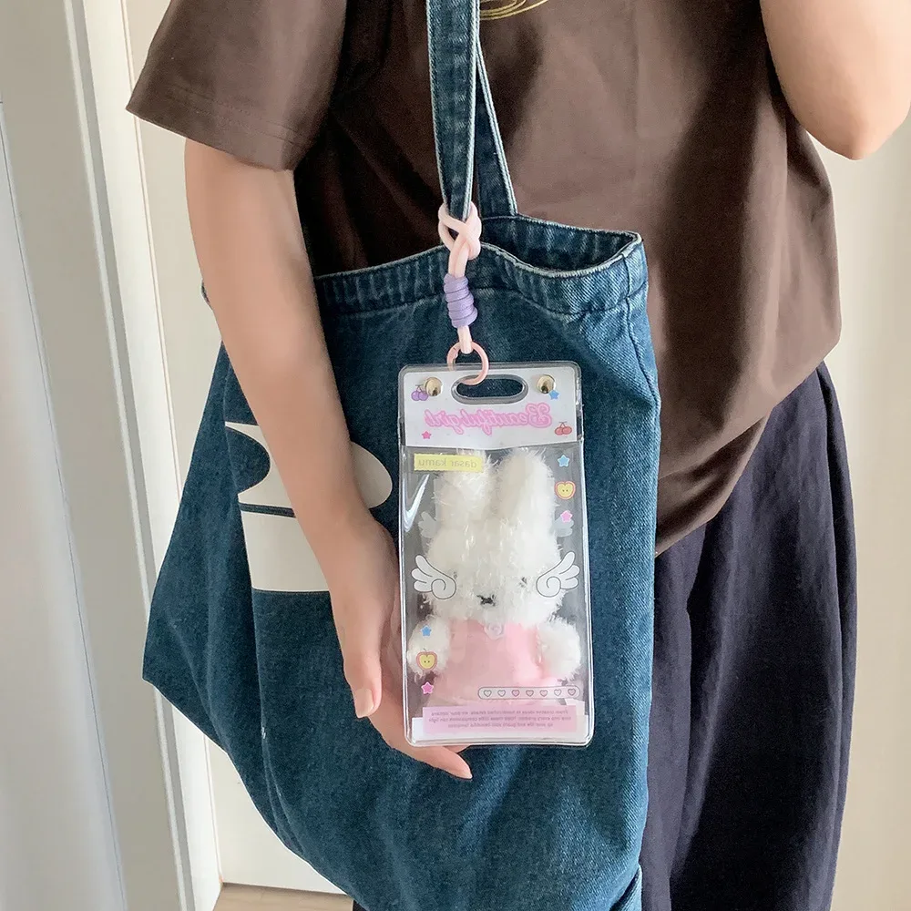 sac de rangement transparent pour poupée avec ailes d'ange, sac à bandoulière mignon pour fille, sac de présentation pour figurines décoratives, accessoires et cadeaux