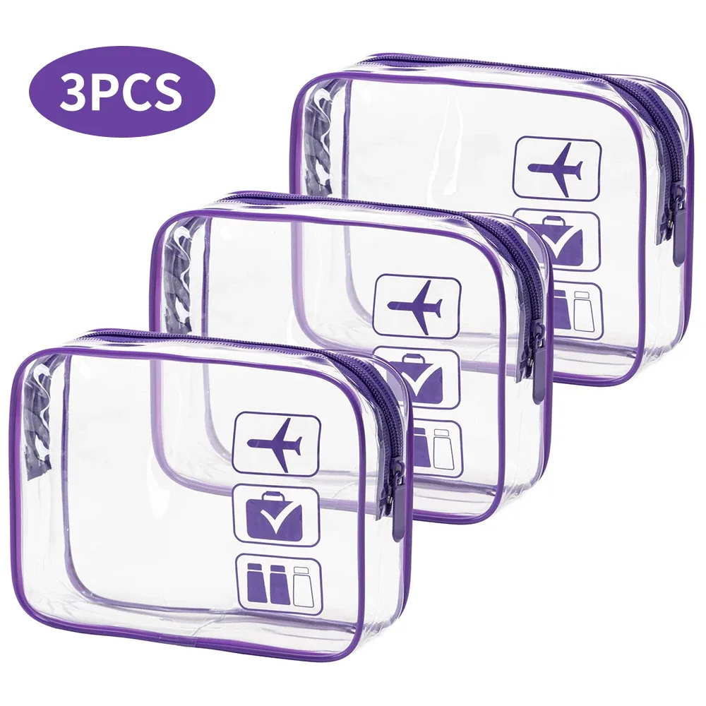 pochette à cosmétiques 3 pièces, sacs de toilette transparents, sac de toilette compatible avec la compagnie aérienne aéroport, trousse de toilette de voyage pratique fa