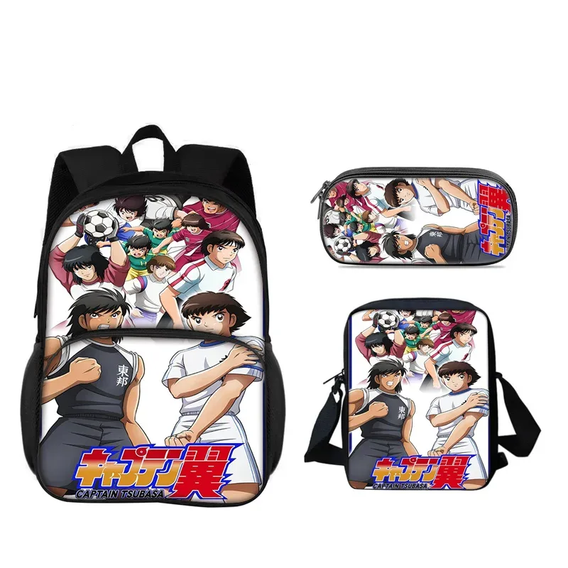 sac à dos captain tsubasa, sac à stylos, sac à bandoulière, ensemble de 3 pièces, polyvalent, pour garçon ou fille, meilleur cadeau d'anniversaire
