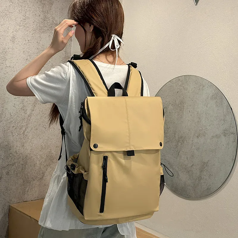 sac à dos en cuir imperméable pour hommes et femmes, orange, vert, noir, kaki, voyage en plein air, pochette d'ordinateur d'affaires, sac d'école de grande capacité