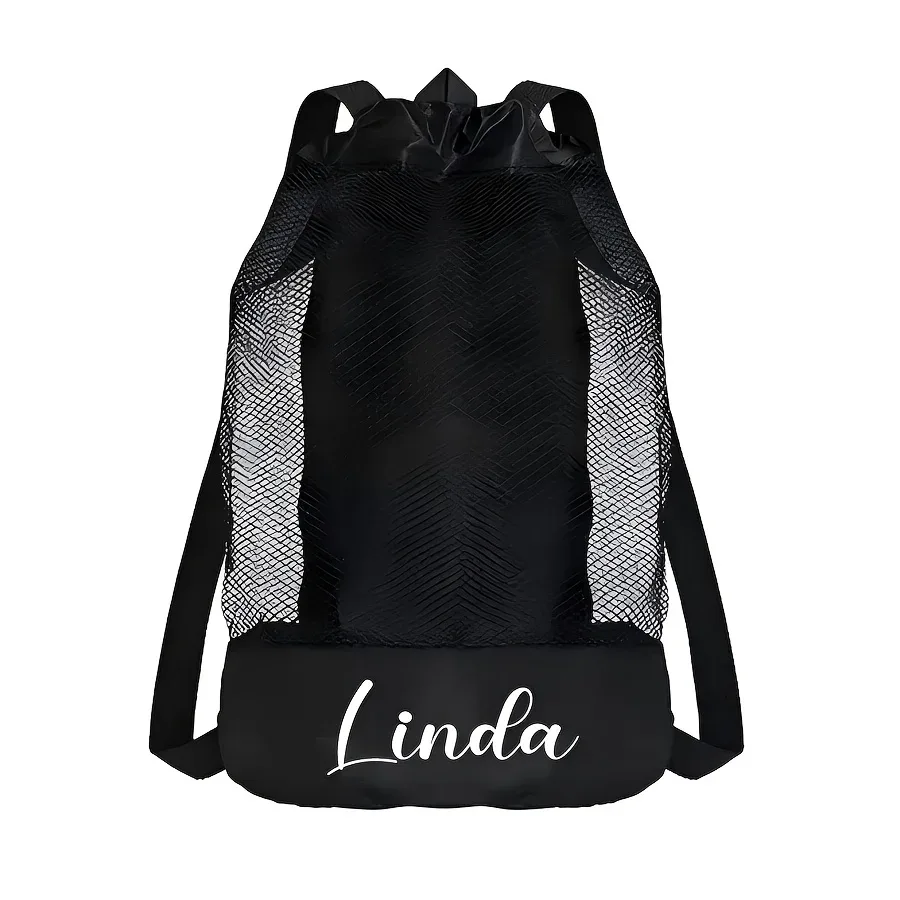 sac de plage personnalisé en filet avec cordon de serrage, sac à dos de rangement pour jouets de natation pour enfants, sac cadeau personnalisé pour les voyages d'été en bord de mer