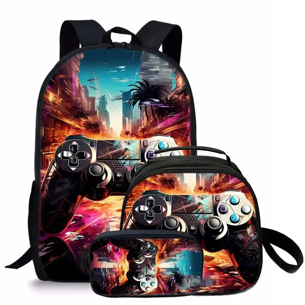tapis de jeu tendance et populaire, imprimé en 3d, 3 pièces/ensemble, sacs d'école pour étudiants, sac à dos de voyage pour carnet de notes, sac à déjeuner à bandoulière, trousse à crayons