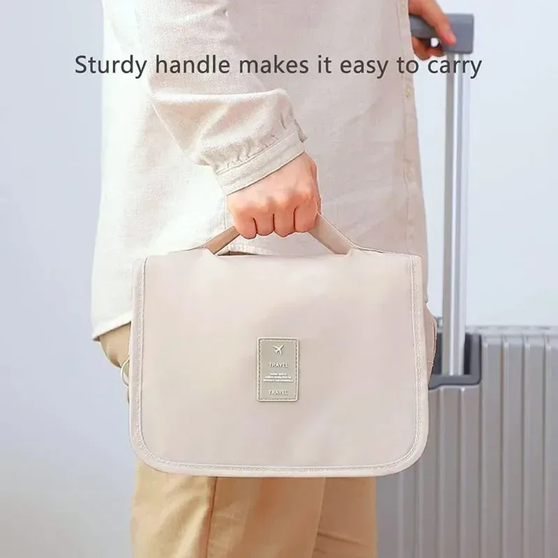 trousse de toilette de voyage imperméable de haute qualité pour femmes, organisateur de maquillage avec crochet de salle de bain, pochette de lavage et sac de rangement pour maquillage