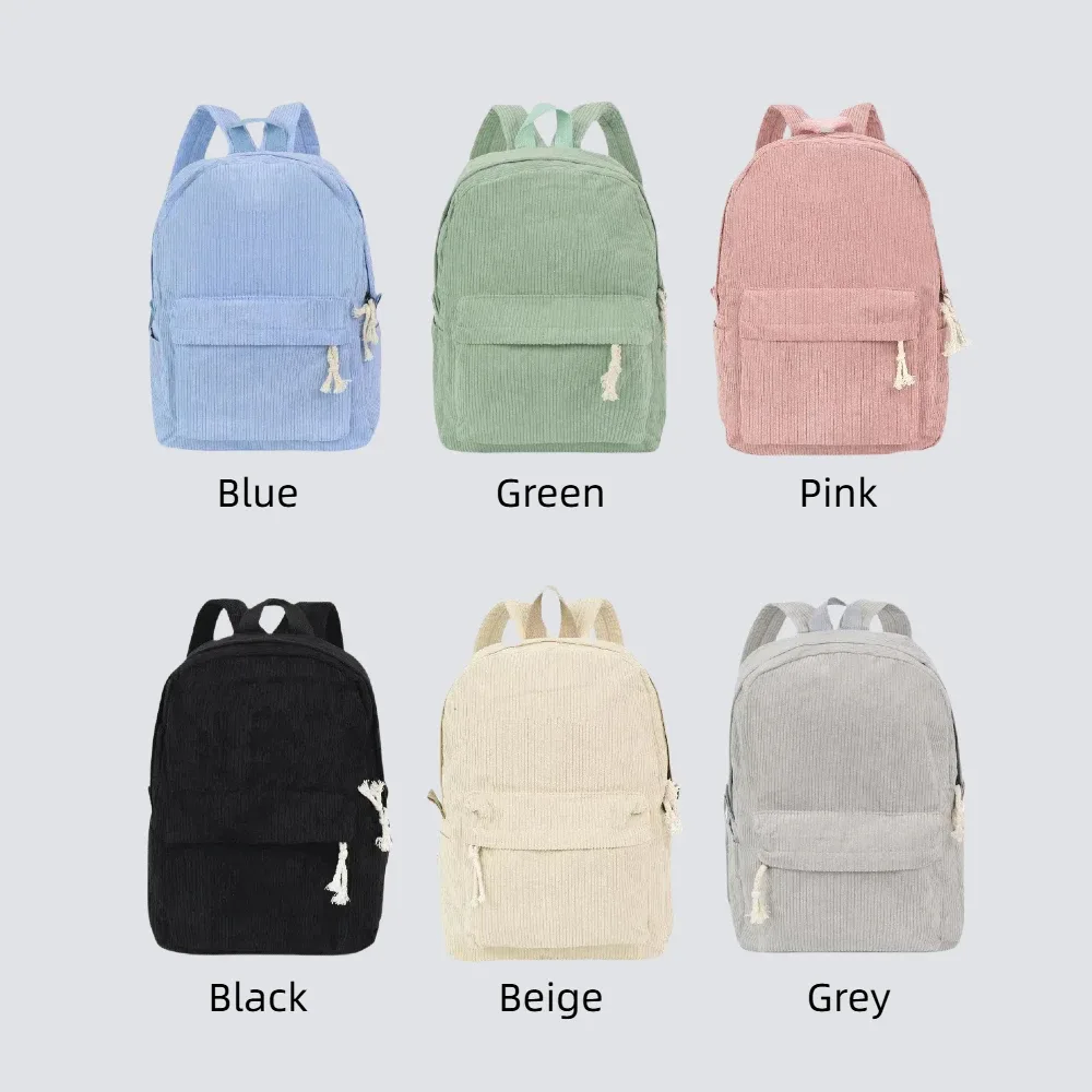 sac à dos personnalisé en velours côtelé avec broderie de nom en corde de coton – cadeau de rentrée scolaire pour enfants, filles et garçons