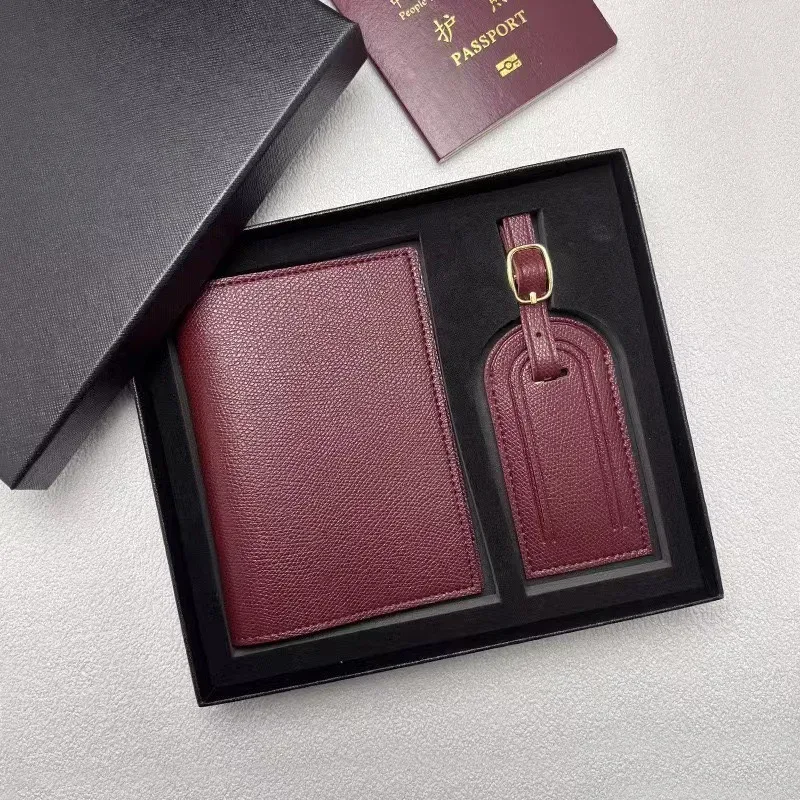 porte-billets personnalisé gratuit, simple et polyvalent, motif palmier, en cuir, multifonctionnel, avec étiquette de bagage et coffret cadeau