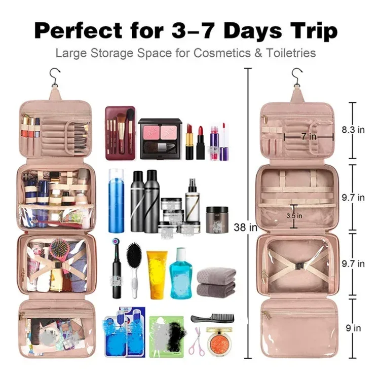 Trousse de toilette de voyage Trousse de toilette spacieuse trousse de toilette pour femmes et hommes Trousse de maquillage Comparment étanche pour accessoires de voyage