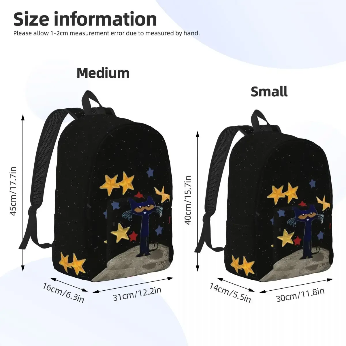 pete le chat étoiles bande dessinée cool sac à dos en plein air lycée affaires dessin animé mignon sac à dos pour hommes femmes ordinateur portable sac à bandoulière