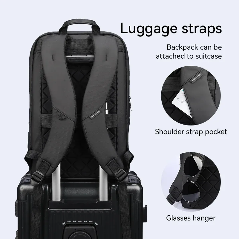 sac à dos pour ordinateur portable mark ryden ultra-fin multi-poches, sac à dos de cabine d'avion résistant à l'eau, sac de voyage d'affaires