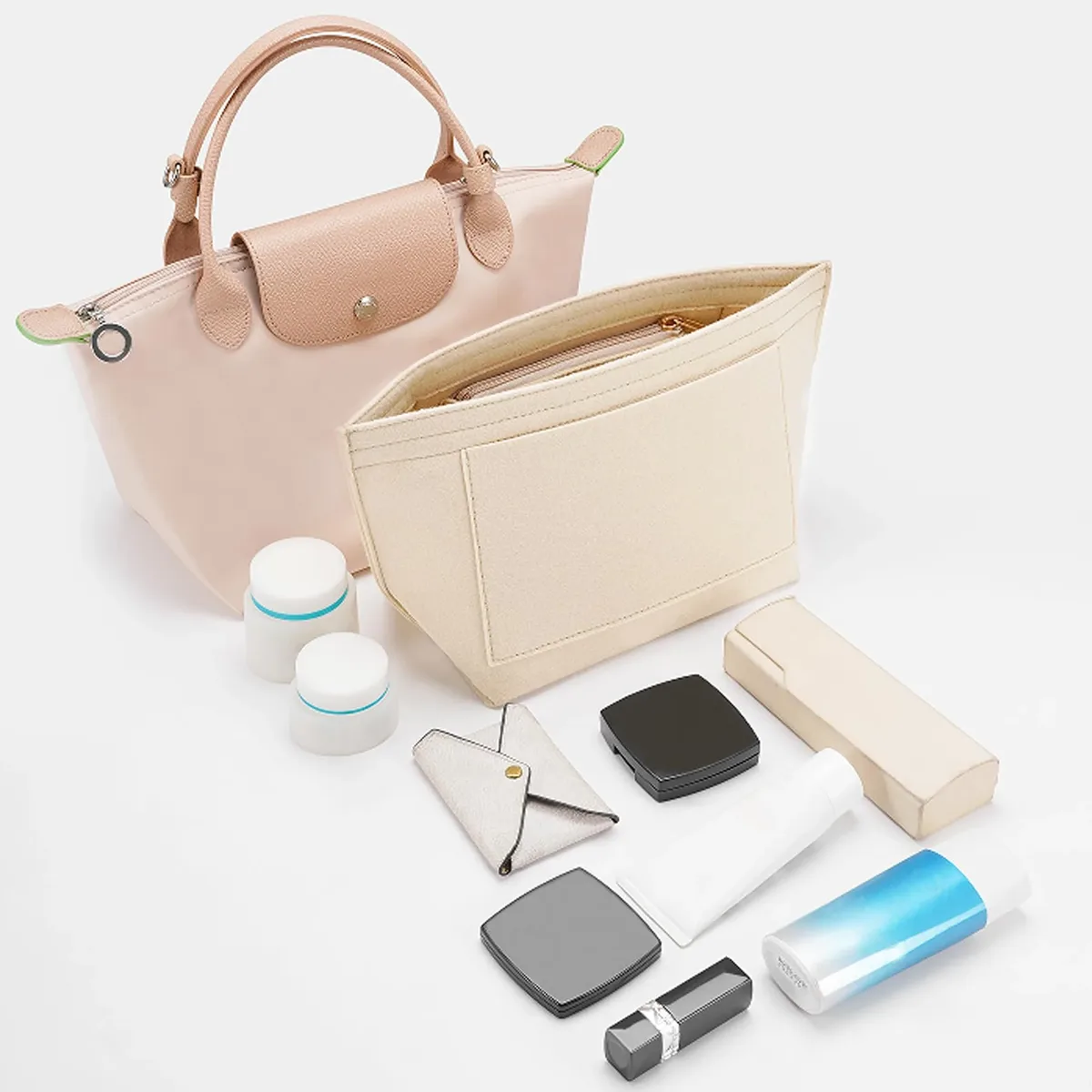 sac d'insertion en feutre pour sac à main longchamp, organisateur de sac en tissu feutré, support de maquillage, sac de voyage portable