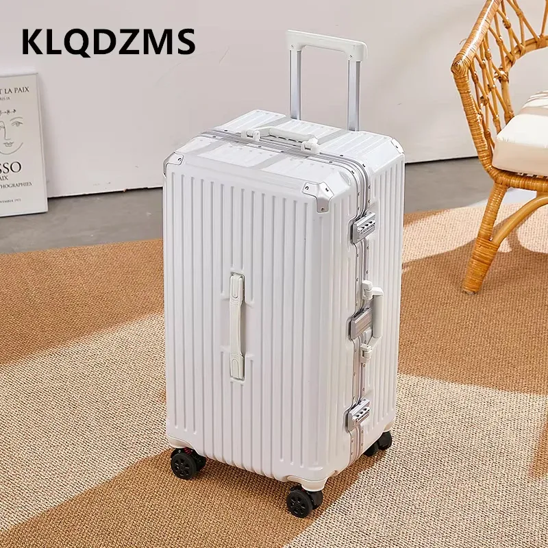 klqdzms valise d'embarquement à cadre en aluminium pour bagages roulants 20 "22" 24 "26" 28 pouces boîtier de chariot de grande capacité abs + valise de cabine pc