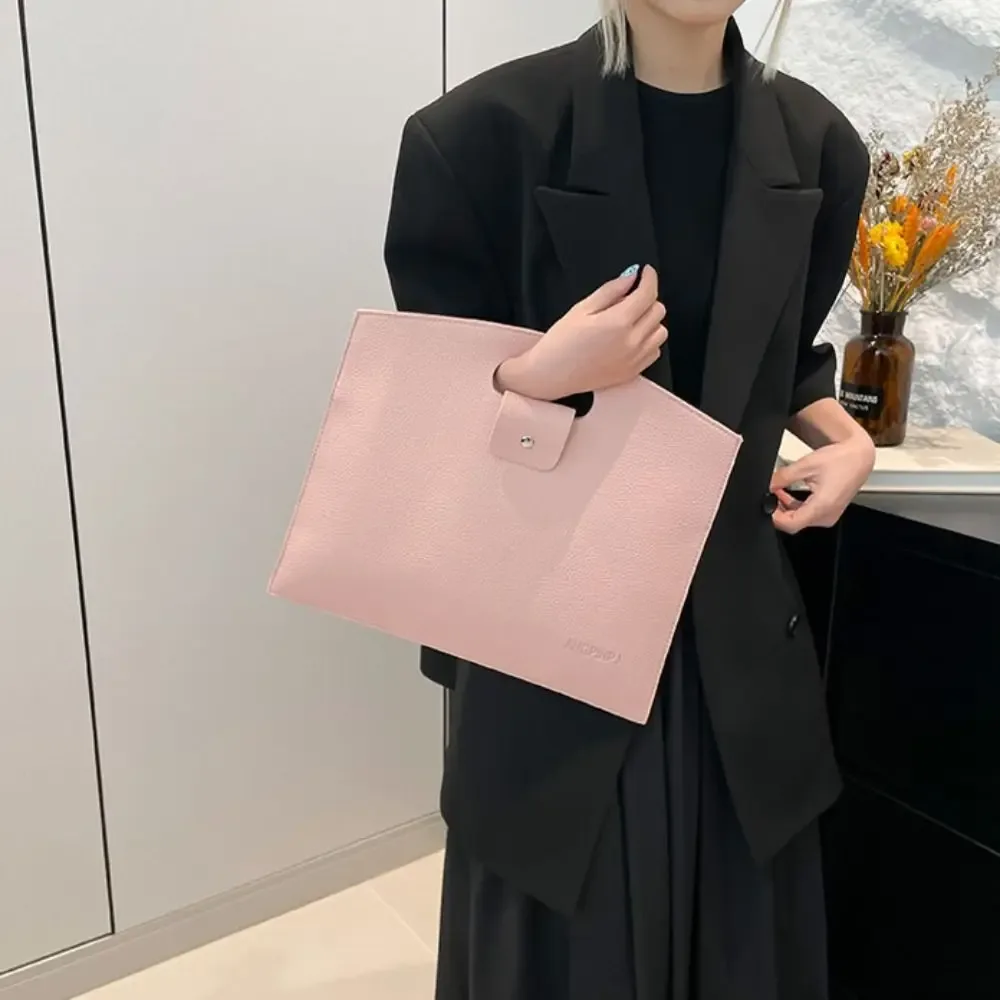 sac fourre-tout de bureau en pu tendance, grande capacité, couleur unie, sacoche pour ordinateur portable, sac