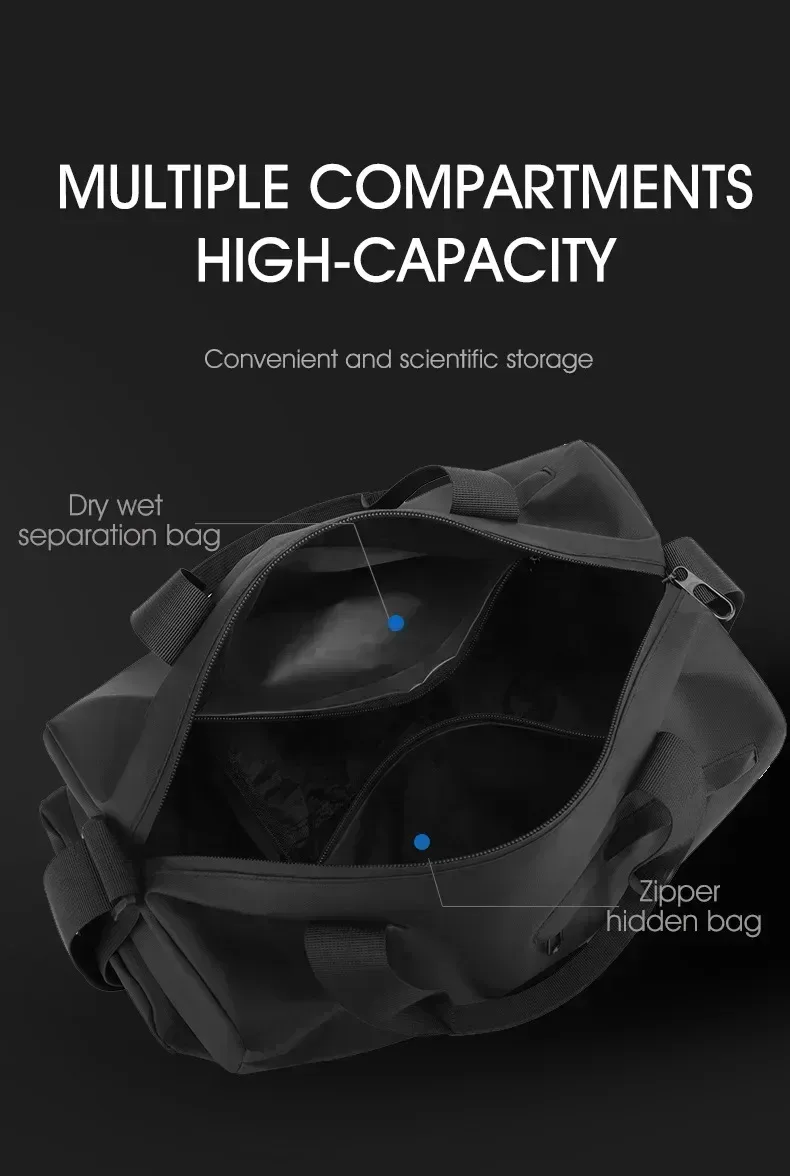 sacs de voyage oxford de grande capacité à fermeture éclair, sacs de fitness solides en tissu épais, bagages étanches de grande capacité, sacs de sport