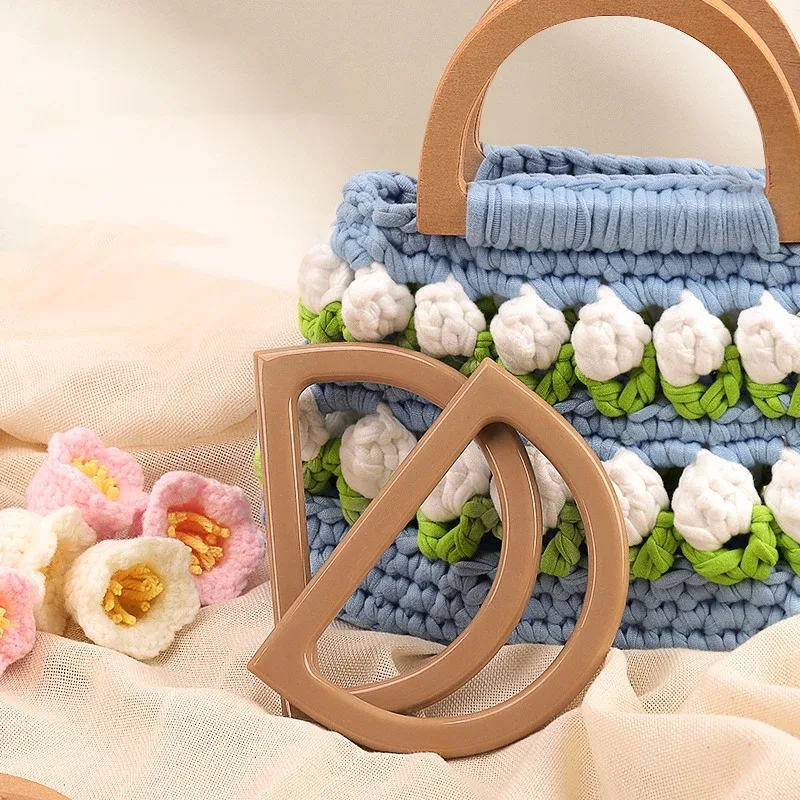 sacs en bois/plastique en forme de d, poignée de remplacement, sacs de bricolage fabriqués à la main, accessoires, sac à main, poignée fourre-tout, poignée demi-ronde