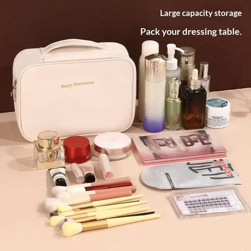 sac à cosmétiques pour femmes, trousse de maquillage à double couche, grande capacité, organiseur de cosmétiques de luxe, essentiels de voyage, sac à cosmétiques pour femmes