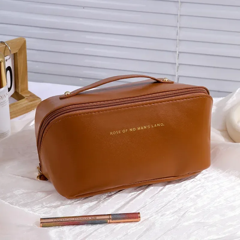 trousse de maquillage grande capacité pour femme, sac de toilette, étui de rangement, pochette de luxe, organisateur de voyage zippé ﻿