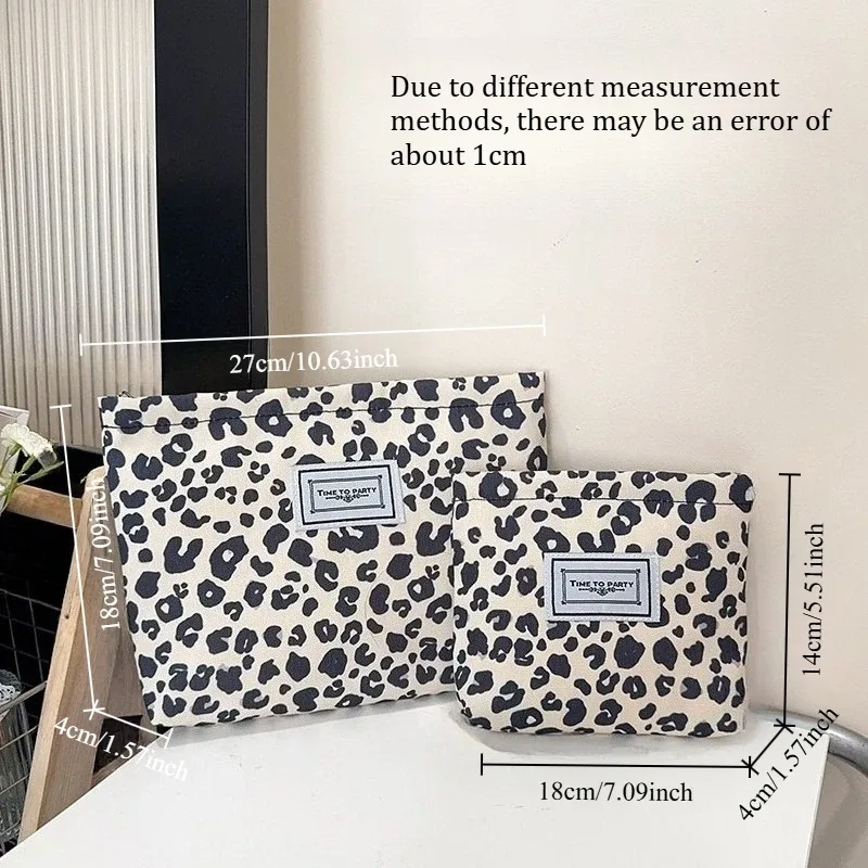 sac cosmétique grande capacité imprimé zèbre et léopard, sac de rangement portable pour soins de la peau et articles de toilette, pochette de voyage minimaliste et polyvalente